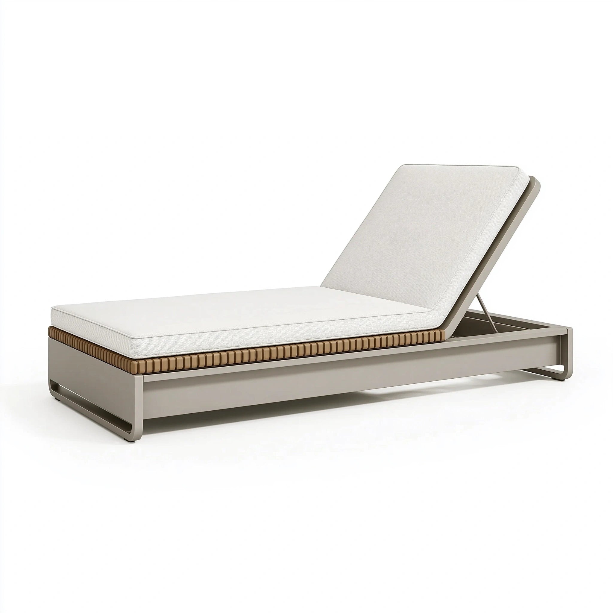 Sonnenliege 200 cm Aluminium Beige mit verstellbarer Rückenlehne für Terrasse