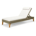 Sonnenliege 200 x 75 cm beige weiß mit Seilgeflecht und Holzgestell verstellbar