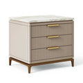 Nachttisch 60 x 45 x 65 cm Holzwerkstoff Taupe mit Marmoroptik - 3 Schubladen