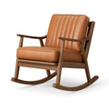 Schaukelstuhl 90 x 70 x 98 cm mit Holzgestell in Cognacbraun gepolstert im Retro-Stil