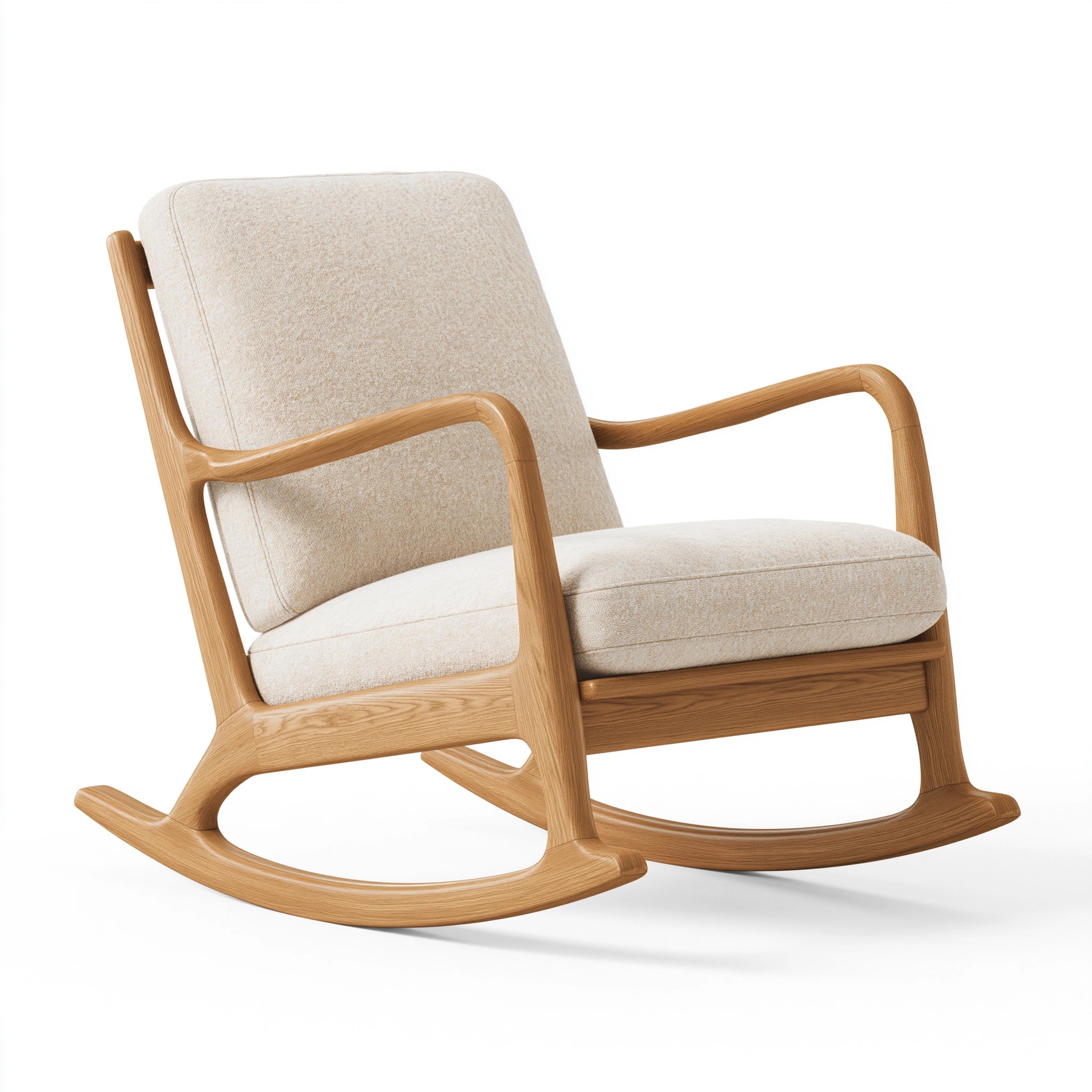 Schaukelstuhl 68 x 95 x 98 cm Holz Beige Gepolstert