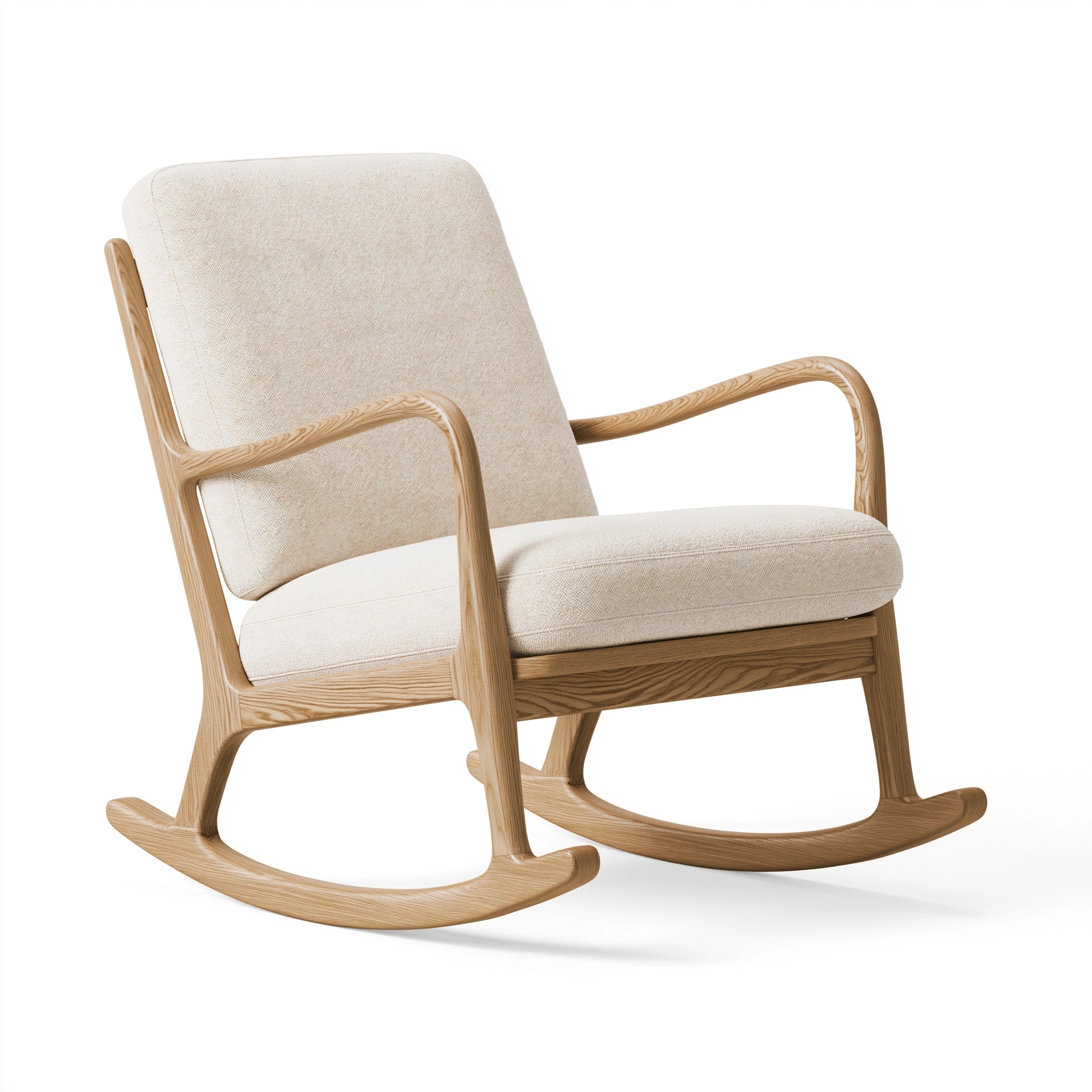 Schaukelstuhl 90 x 70 x 100 cm Holz Beige gepolstert mit Armlehnen