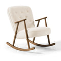 Schaukelstuhl 70 x 95 x 100 cm Creme/Braun mit Textilbezug und Holzgestell - gepolstert im Retro-Stil