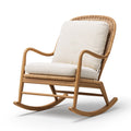Schaukelstuhl 70 x 95 x 100 cm aus Holz und Rattan in Naturbeige mit Polsterung