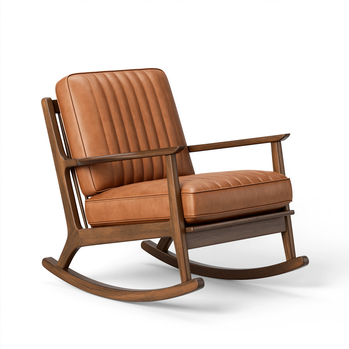 Schaukelstuhl 75 x 95 x 100 cm Kunstleder Braun Holzgestell Retro