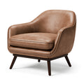 Sessel 78 x 76 x 82 cm in Cognacbraun mit Bezug in Lederoptik und Holzfüßen im Retro-Stil