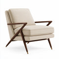 Polstersessel 76 x 82 x 92 cm mit Textilbezug in Beige und Holzgestell im Mid Century Stil