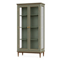 Vitrine 90 x 42 x 190 cm Holz Glas Olivgrün klassisch mit Glastüren