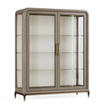 Vitrine 120 x 45 x 190 cm in Taupe mit Glas und Metall im modernen Stil