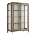 Vitrine 120 x 45 x 190 cm Holz Glas Braun Gold klassischer Stauraum