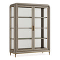 Vitrine 100 x 45 x 190 cm Holz Glas Grau Goldfarben Klassischer Stil