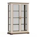 Vitrine 100 x 40 x 200 cm Holzwerkstoff Glas Beige Braun - klassischer Aufbewahrungsschrank