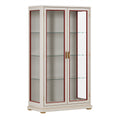 Vitrine 120x45x200 cm aus Holzwerkstoff und Glas in Cremeweiß Bordeaux klassisch