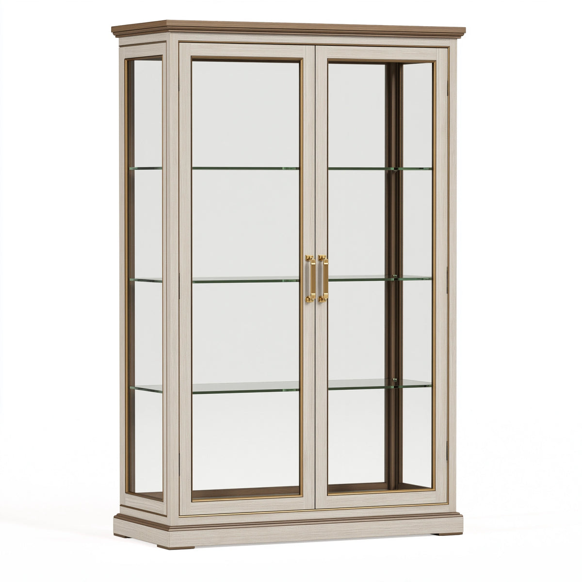 Vitrine 100 x 40 x 200 cm Holzwerkstoff Beige Glasvitrine klassisch